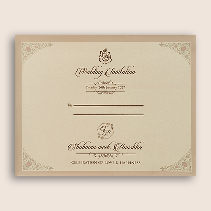 Beige Floral Wedding Invitation Card - KRB54190