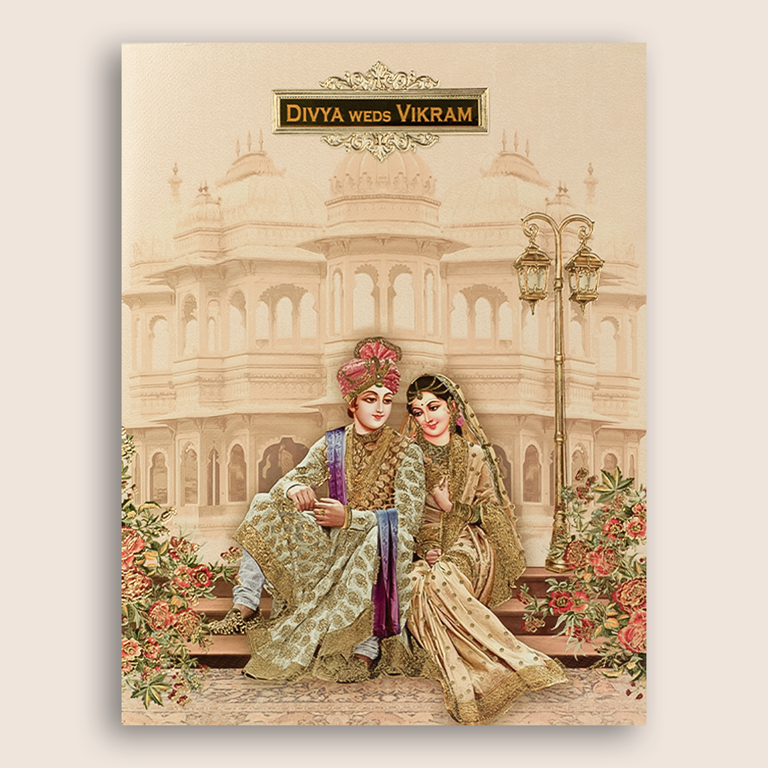 Pink Royal Bride Groom Box Invitation Card-KNKN6302
