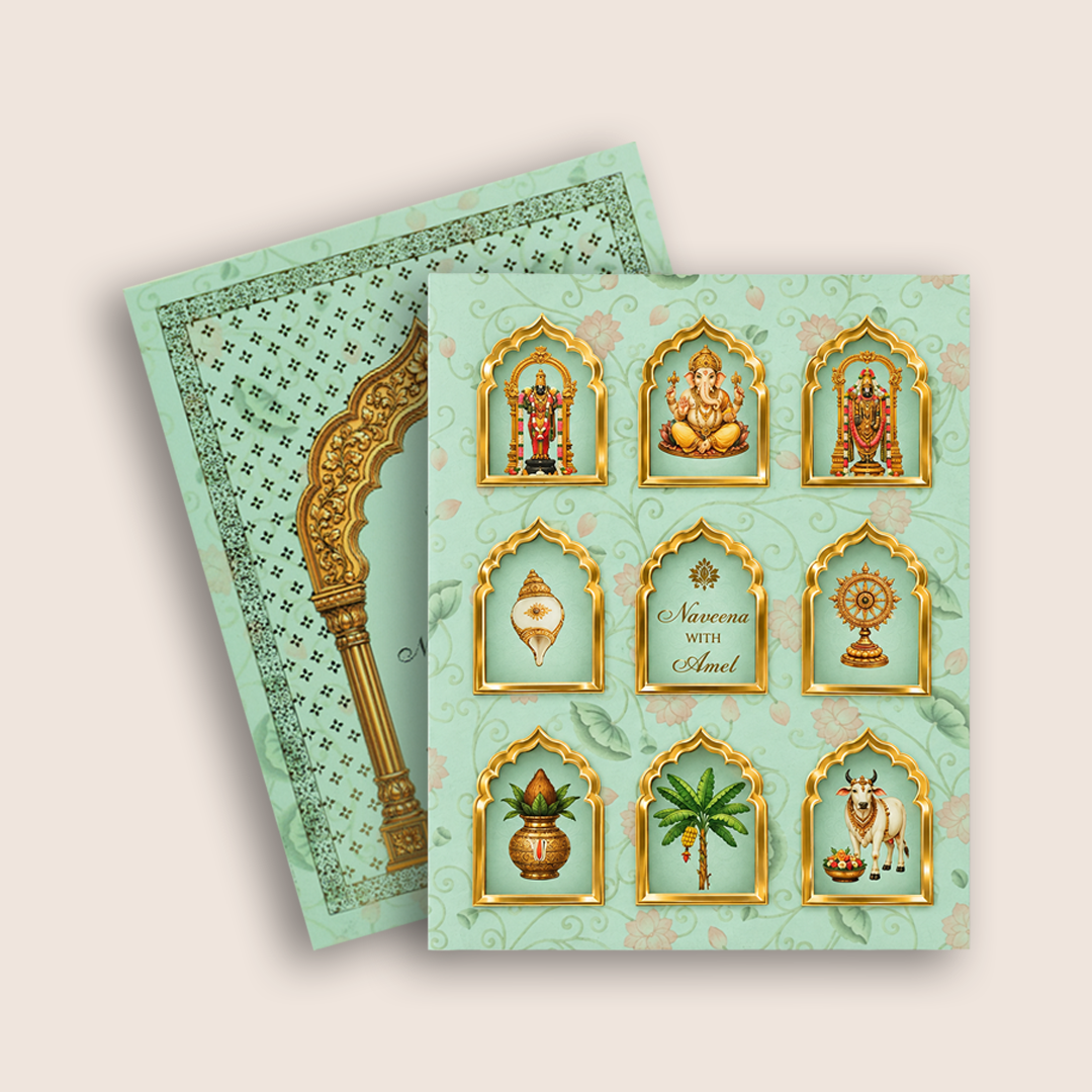 Pastel Green Lord Balaji Padmavadhi Premium Wedding Invitation - KNLW202582