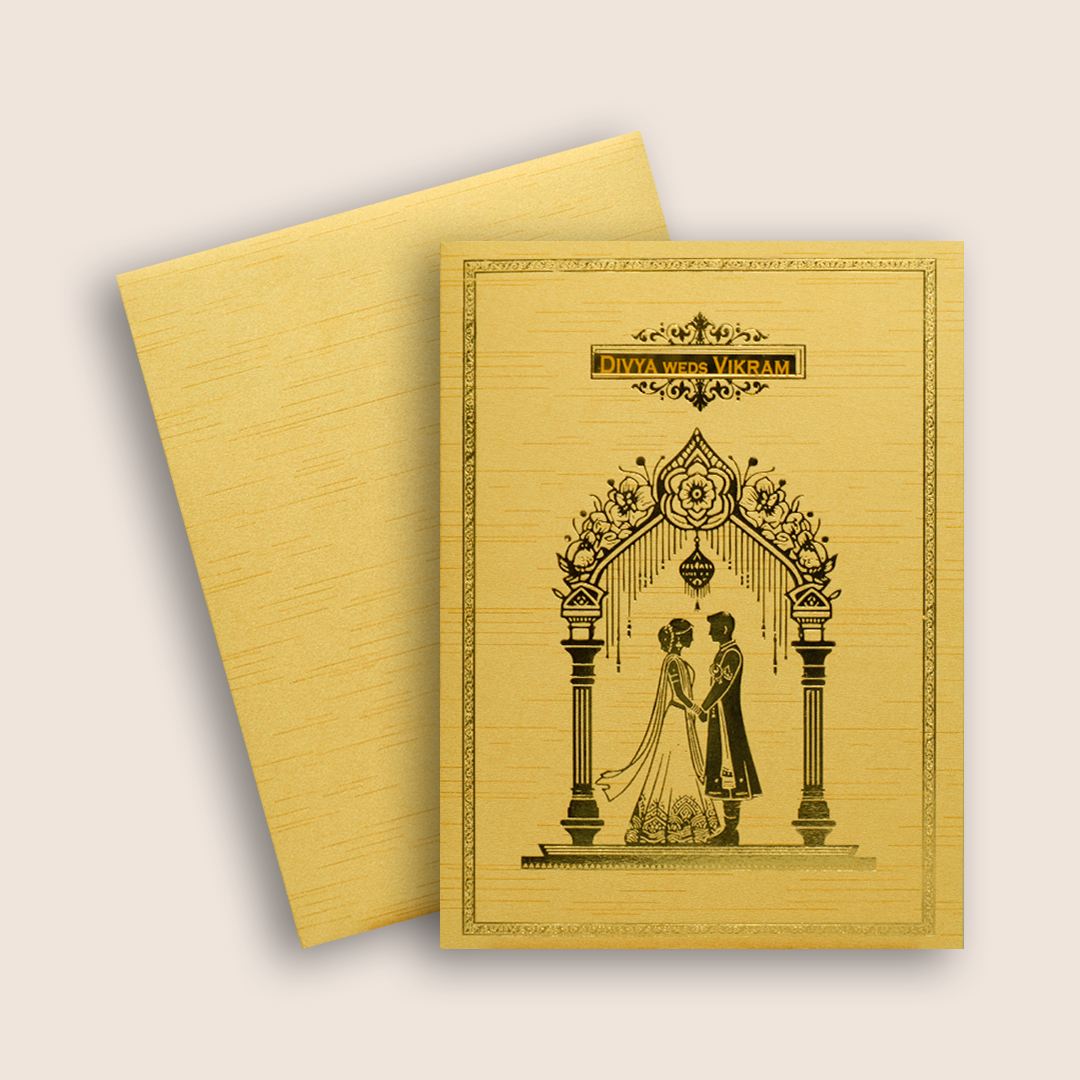 Gold Floral Arch Wedding Invitation - KNRM7081G