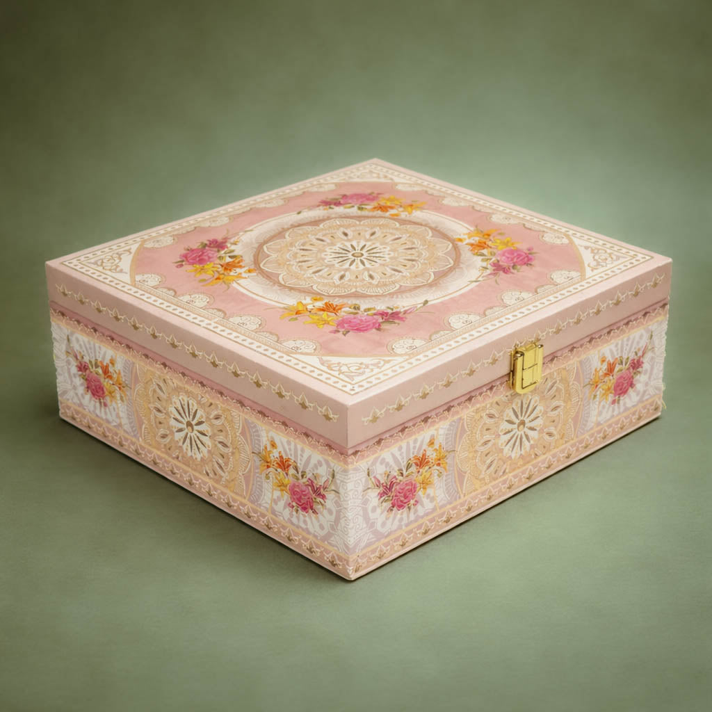 Pastel Peach Mandala Luxury Sweet Jar Box-KBX10105