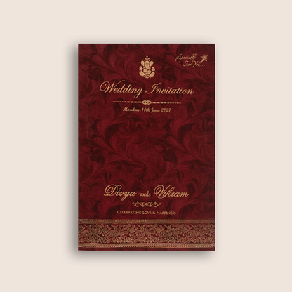Burgundy Single Sheet Wedding Invitation - KNPD1691