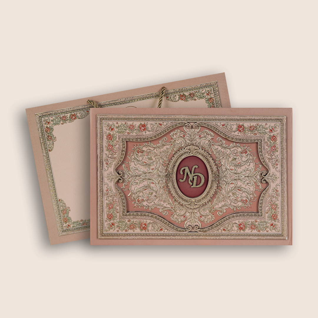 Pastel Pink Floral Monogram Luxury Invitation Box - KSI32860