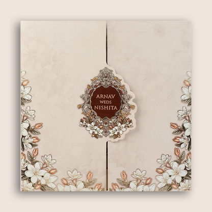 Light Pink Floral Door Style Invitation Card - KVN08110