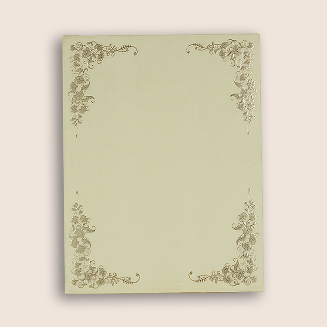 Cream Padded Grey Floral Wedding Card - KAA06420