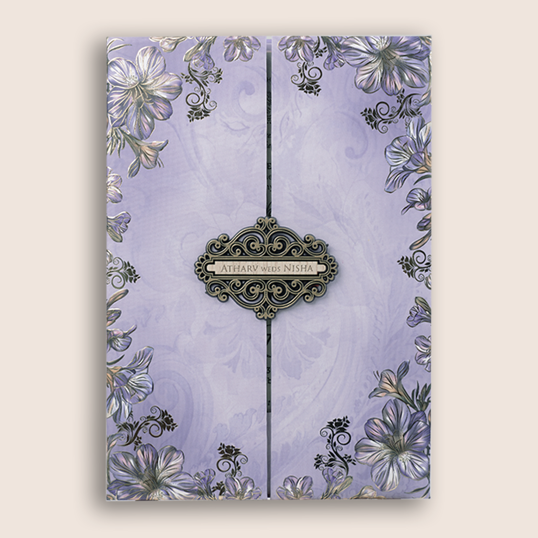 Lavender Floral Door Style Wedding Invitation -  KVN07800