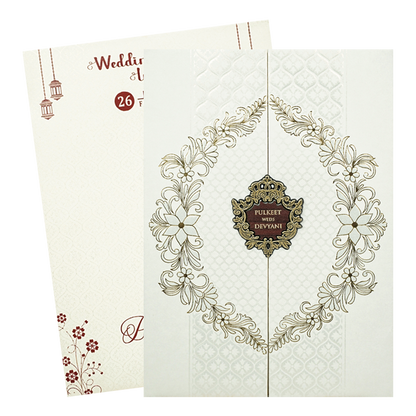 White Door Style Padded Wedding Card-KJTS1720
