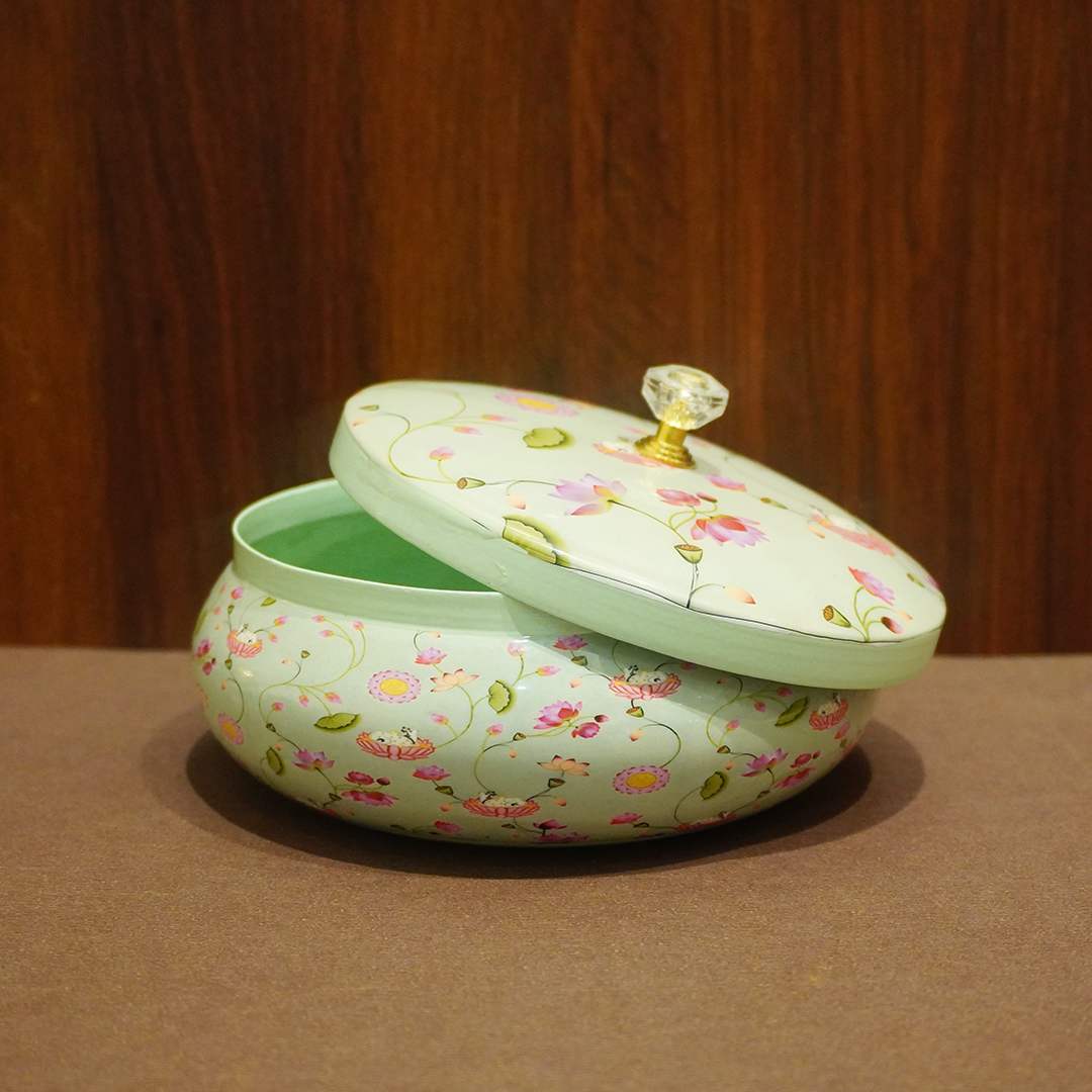 Pastel Floral Hand Painted Big Jar-King of Cards