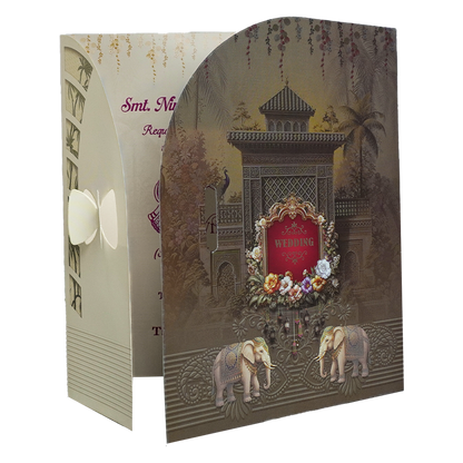Brown Floral Palace Wedding Card - KNTH9612S