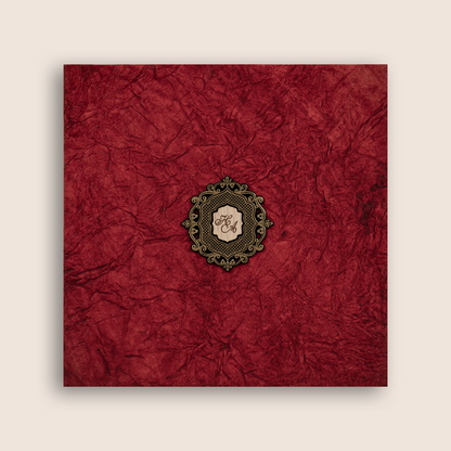 Elegant Red Handmade Paper Wedding Card - KPR07400