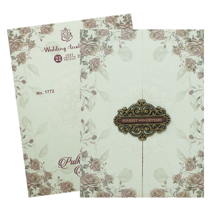 Vintage Green Rose Wedding Card-KJTS1772