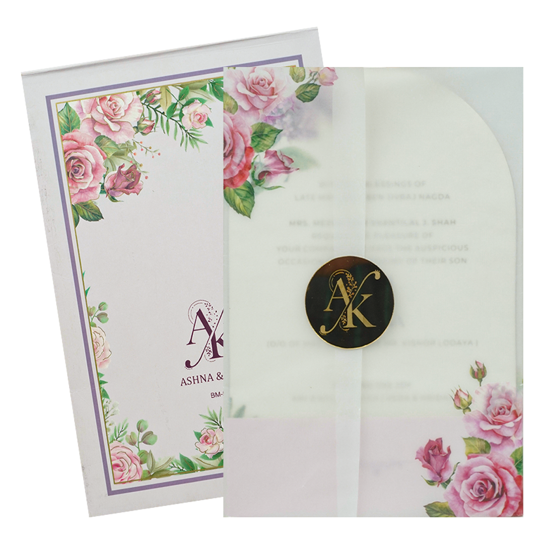 Lavender Rose Floral Wedding Card-KBM05090