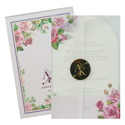 Lavender Rose Floral Wedding Card-KBM05090