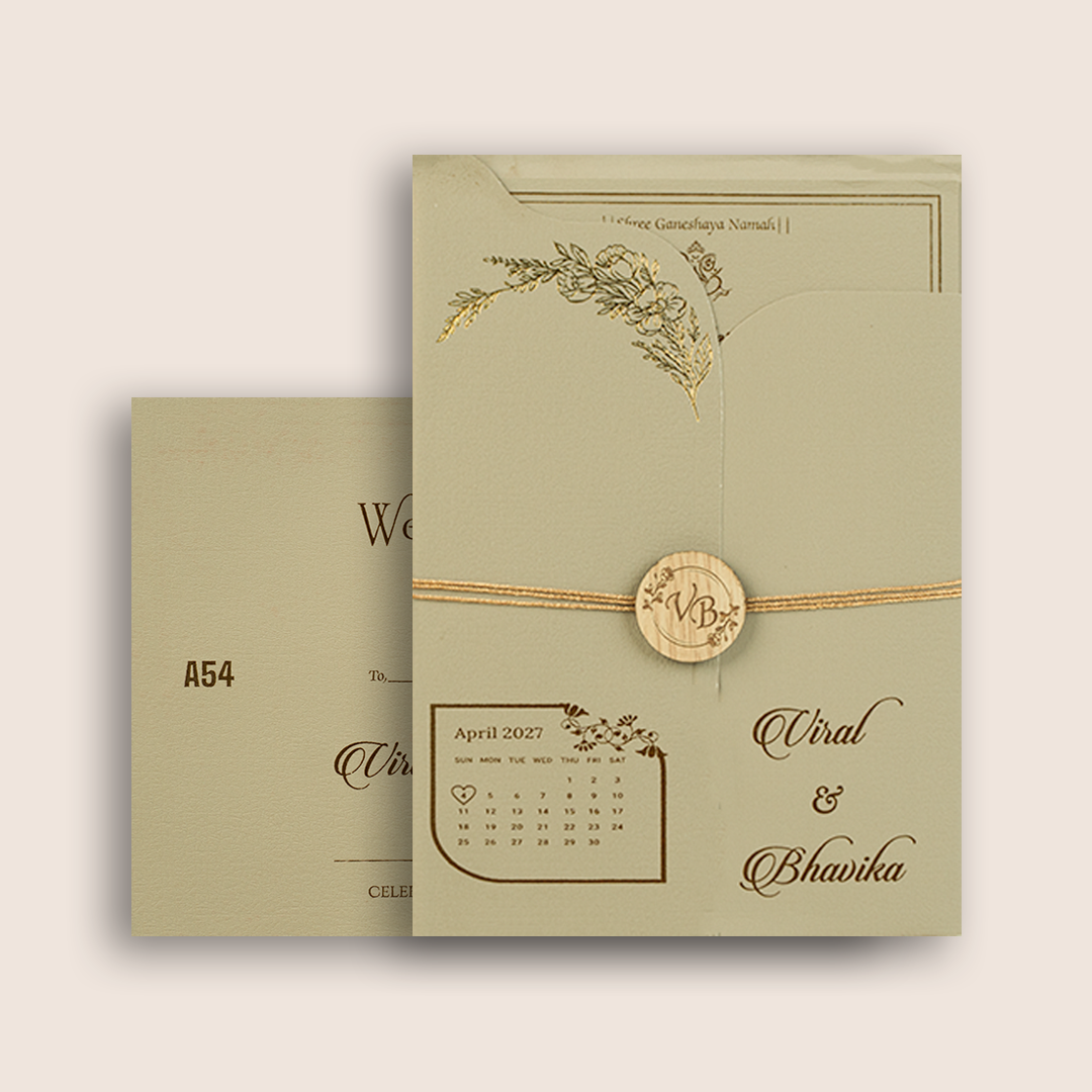 Grey Door Style Floral Wedding Card - KMARA540