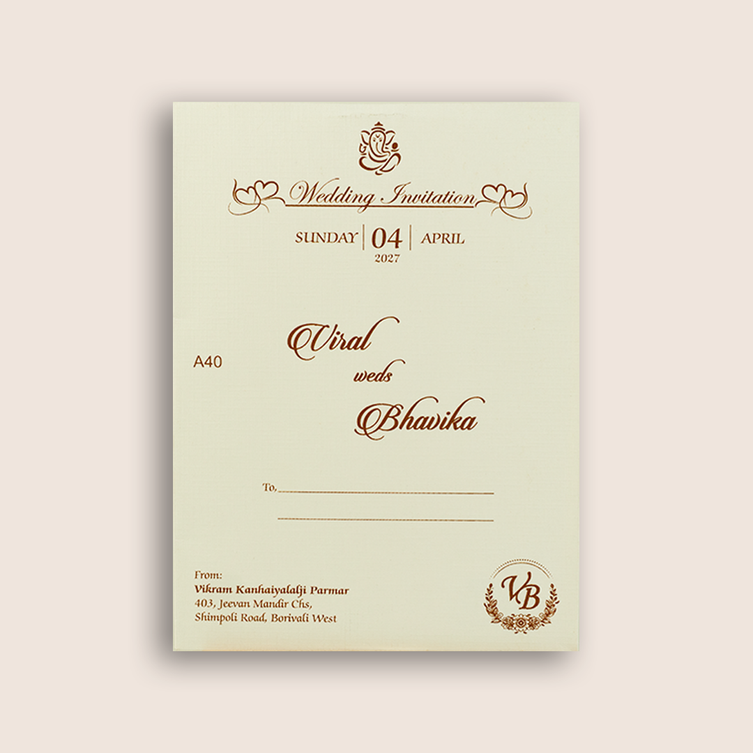 White Embossed Floral Wedding Card - KMARA400