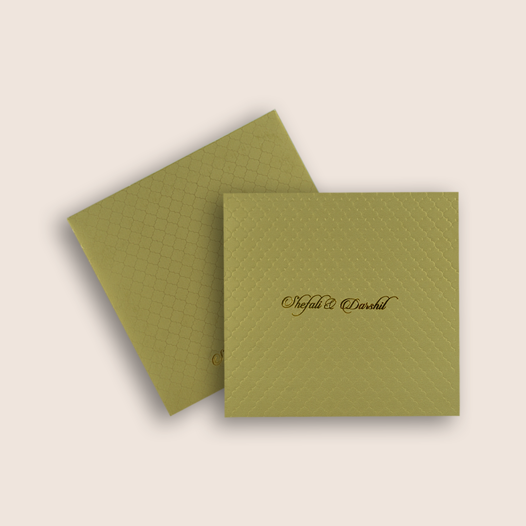 Metallic Olive Green Padded Invitation Card - KPR020070
