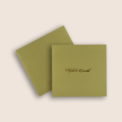 Metallic Olive Green Padded Invitation Card - KPR020070