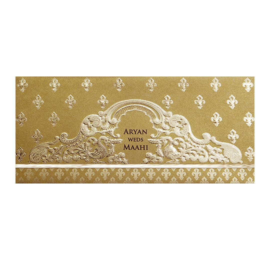 Gold Embossed Regal Wedding Invitation Card-KPR06280