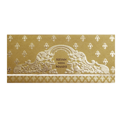 Gold Embossed Regal Wedding Invitation Card-KPR06280