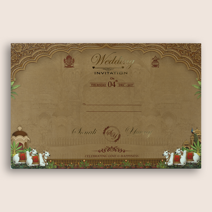 Brown Royal Palace Padded Invitation Card - KSH18030