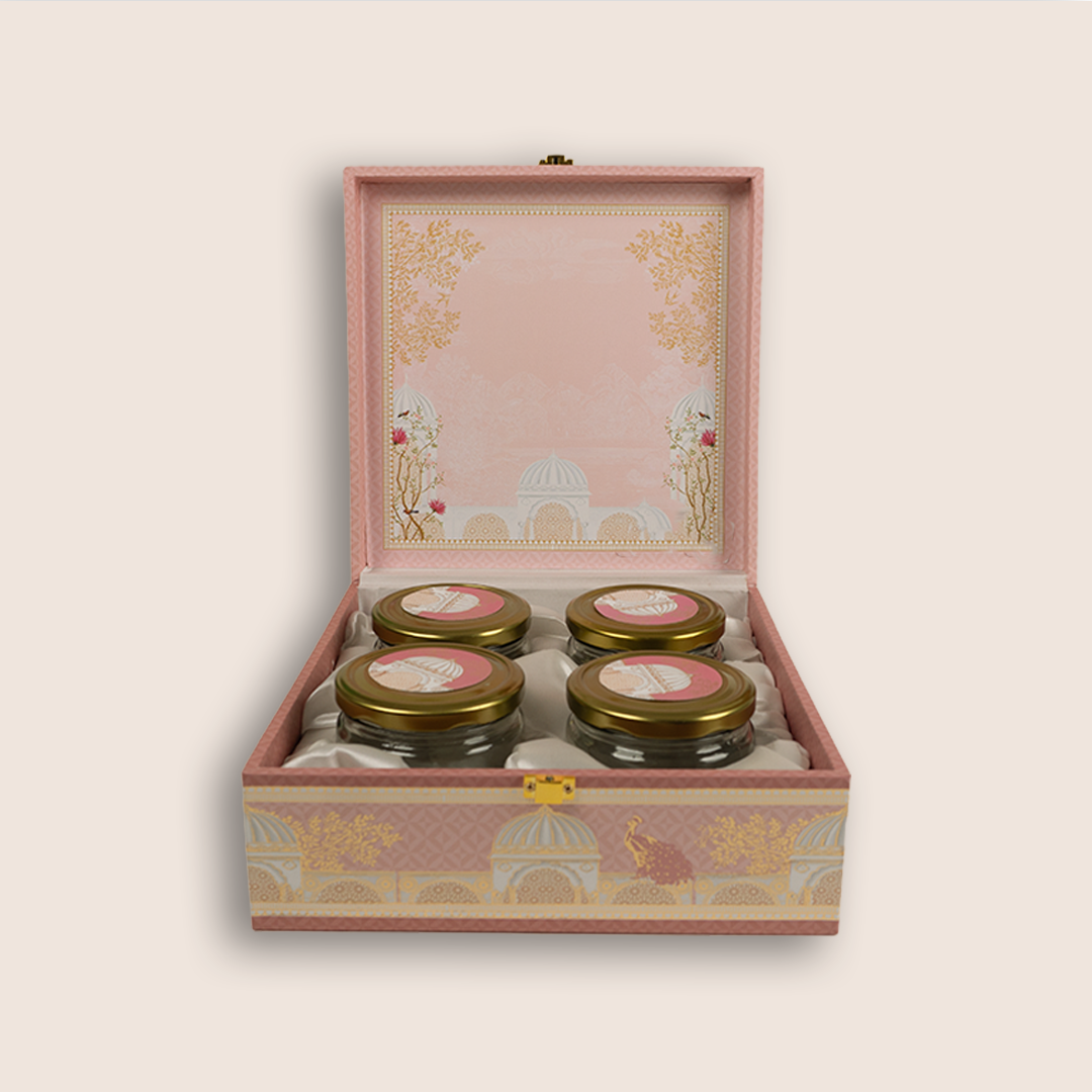 Elegant Pink Floral Jharoka Luxury Sweet Jar Box - KBX27019