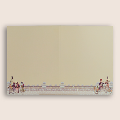 White Royal Elephant Baraat Wedding Card - KAA05140