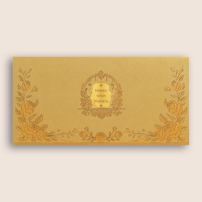 Gold Embossed Floral Wedding Card - KPR07550