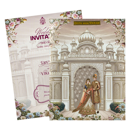 Pink Palace Couple Wedding Card-KNZT2302