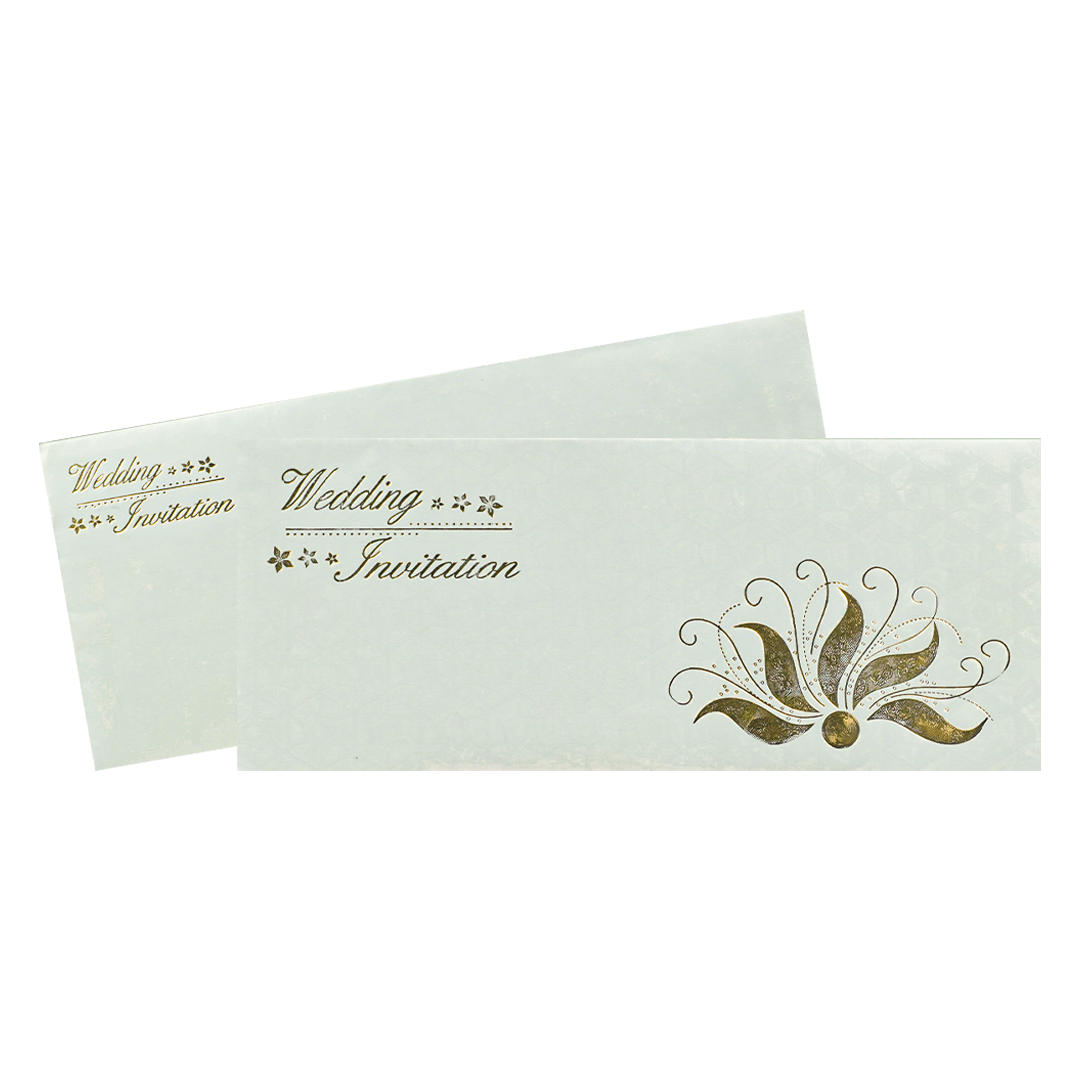 White Gold Foil Floral Wedding Card-KNK3686