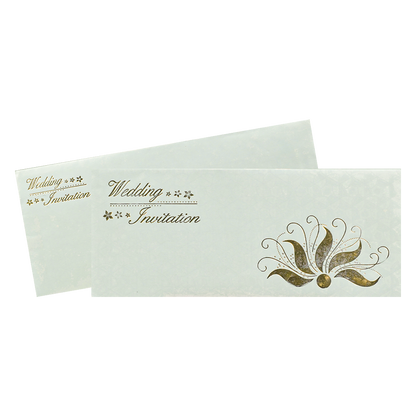 White Gold Foil Floral Wedding Card-KNK3686