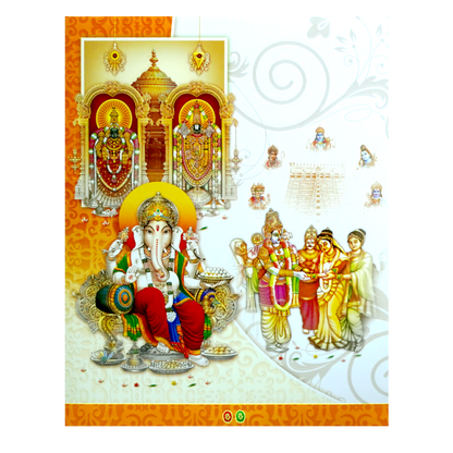 Yellow Offset Jumbo With Ganesha And Balaji Padmavathi Card-KNK2012-King of Cards