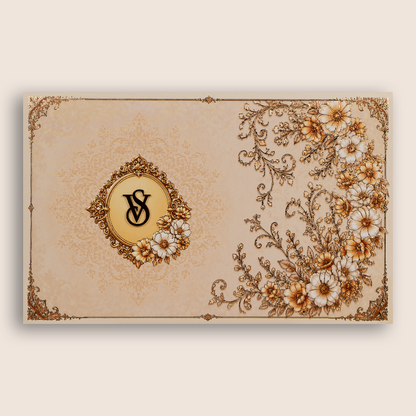 Peach Embossed Floral Invitation Card - KPR07100