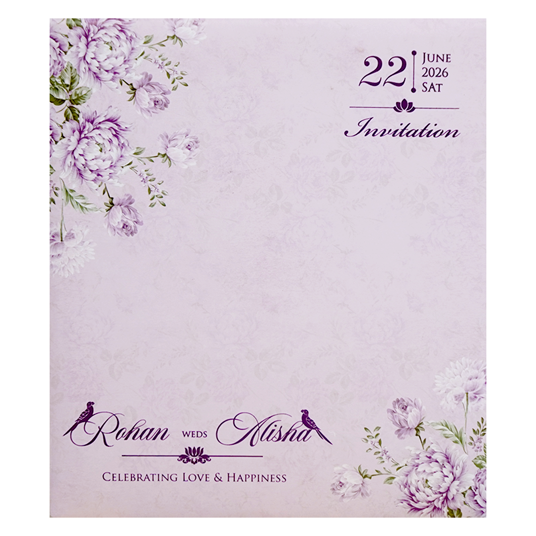 Lavender Floral Laser Cut Wedding Card - KFR14250
