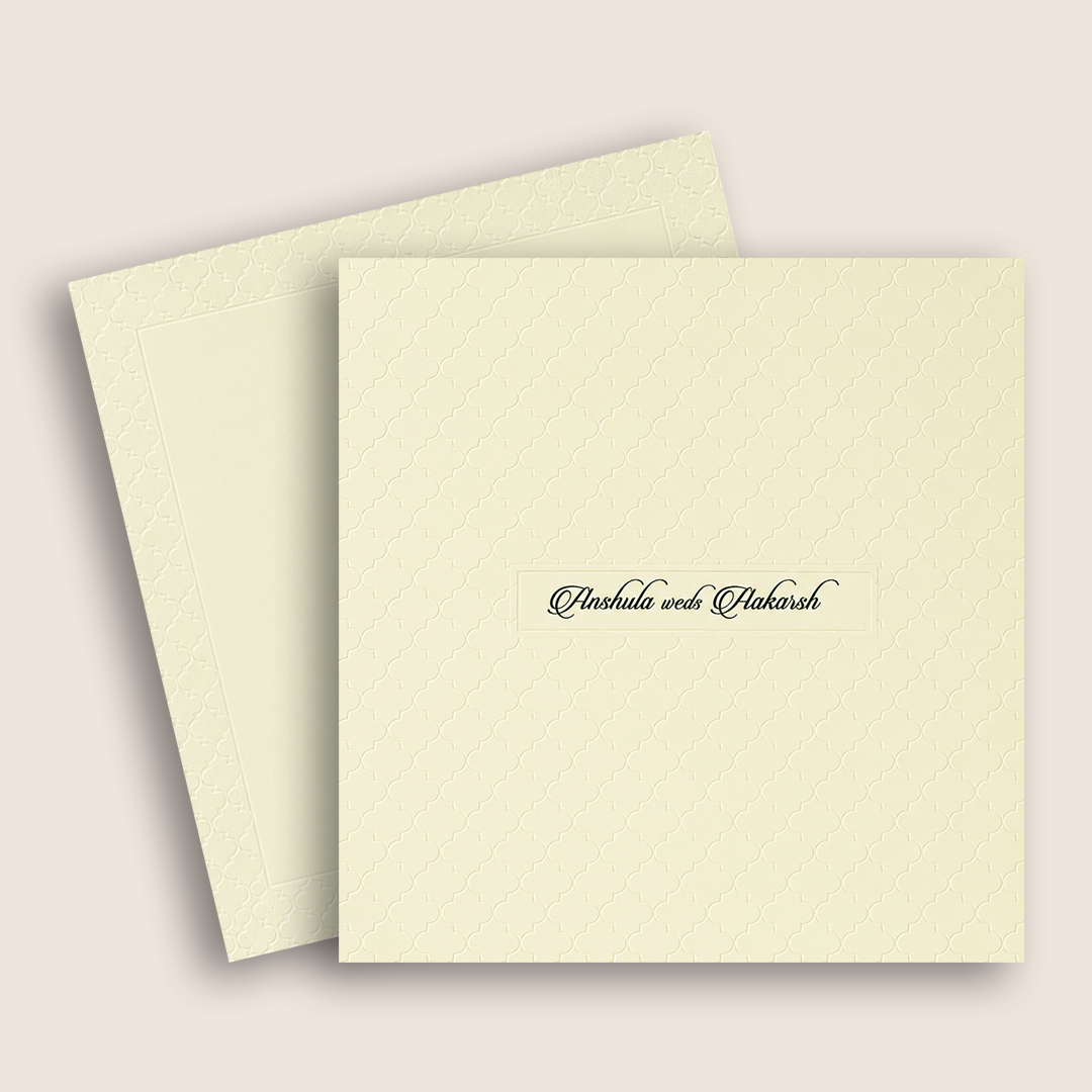 Cream Embossed Padded Wedding Card - KAA06450