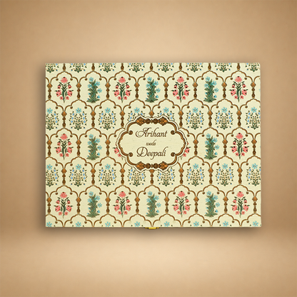 Cream Floral Premium Wedding Invitation Box - KSBMD070