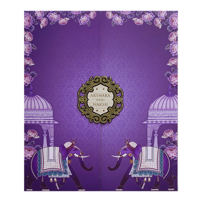 Royal Purple Elephant Palace Wedding Invitation Card - KVN07560