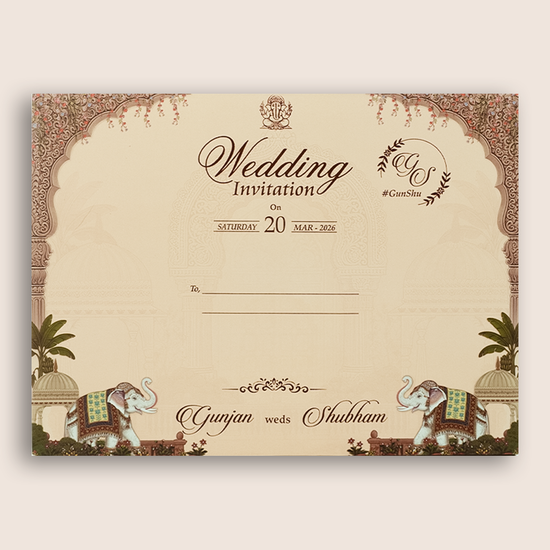 Maroon Padded  Door Style Wedding Invitation - KSH18970