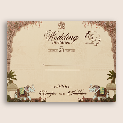 Maroon Padded  Door Style Wedding Invitation - KSH18970