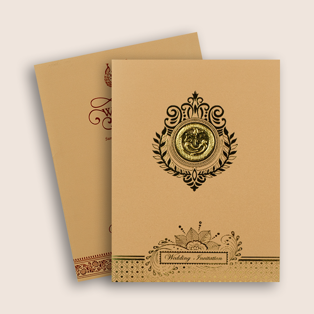 Warm Beige Floral Wedding Invitation Card - KNRR7073B