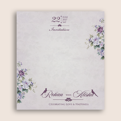 Lavender Floral Laser Cut Wedding Card - KFR17260