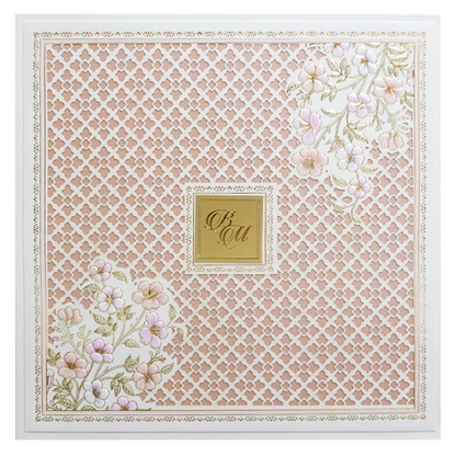 Pink Floral Padded Wedding Card-KMMEX8260