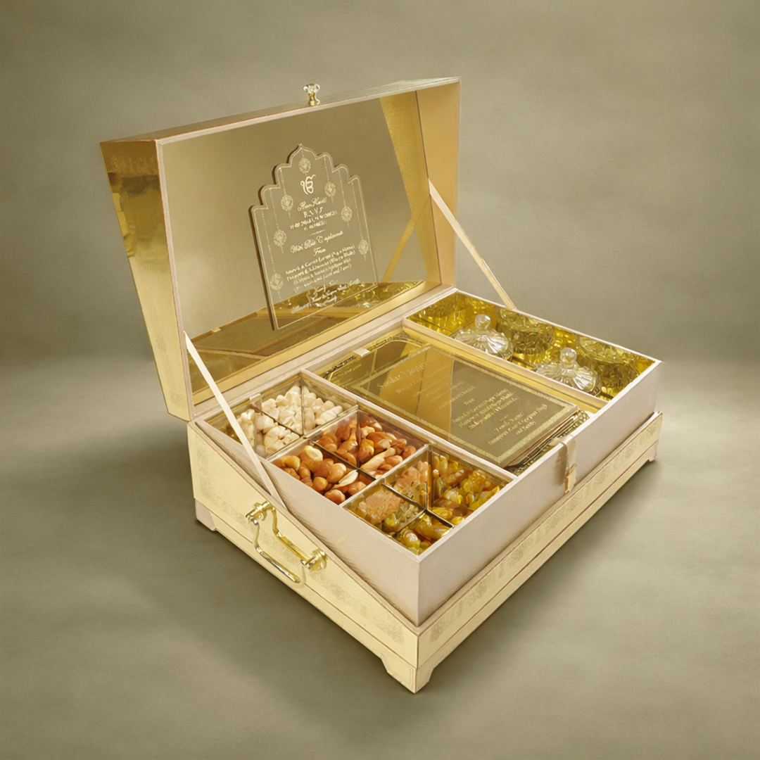 Gold Premium Lase-Cut Luxury Invitation Box-KNLW20247