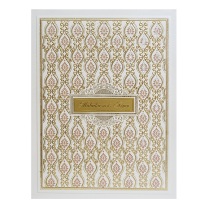 White Laser Cut Floral Modern Padded Wedding Card-KMMEX8250