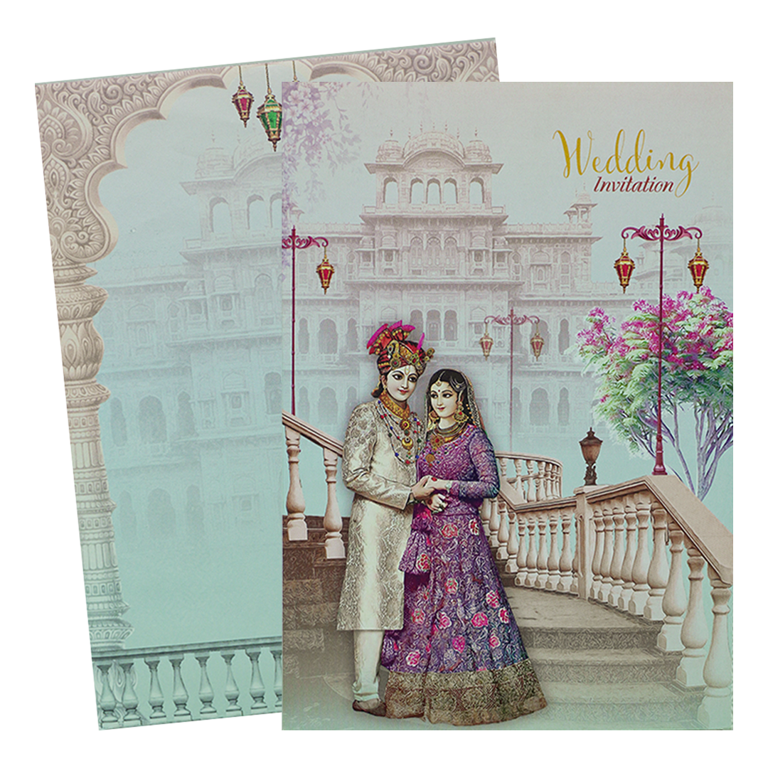 Pastel Traditional Bride Groom Invitation Card-KNPP684B