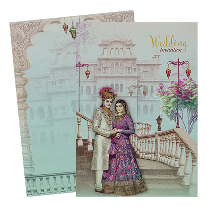 Pastel Traditional Bride Groom Invitation Card-KNPP684B
