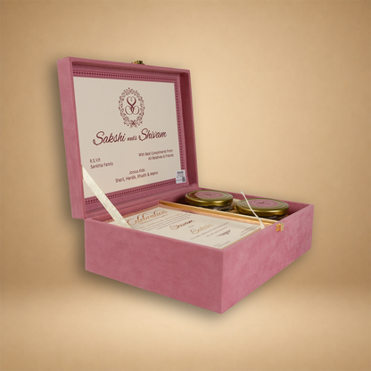 Pink Velvet Luxury Wedding Invitation Box - KSBMD050