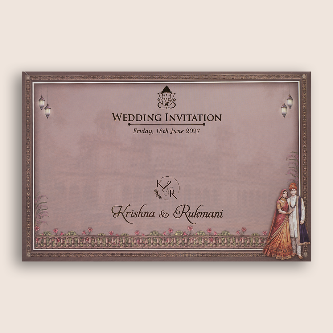 Warm Pink Floral Padded Invitation card - KJTS1918