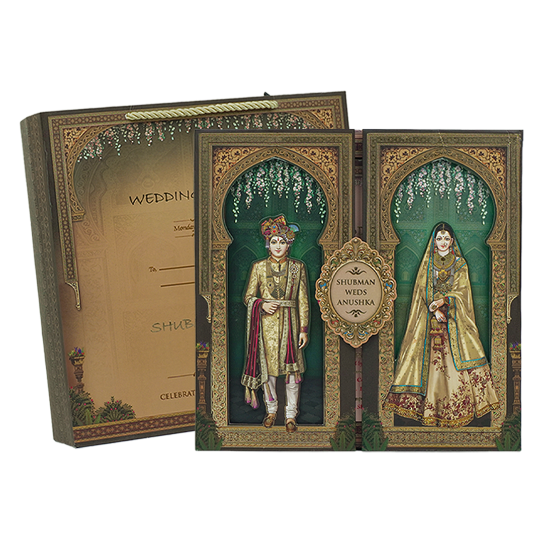 Brown Bride Groom Luxury Invitation Box - KRB09950