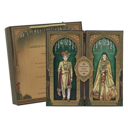 Brown Bride Groom Luxury Invitation Box - KRB09950