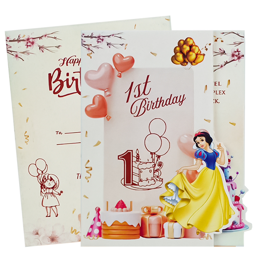 Cream Snow White Birthday Card-KNKRL118